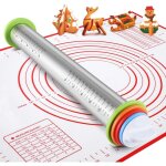 Ensemble rouleau à pâtisserie en acier inoxydable et tapis en silicone, anneaux d'épaisseur réglables ... Ensemble rouleau à pâtisserie en acier inoxydable et tapis en silicone, anneaux d'épaisseur réglables ...