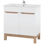 Ensemble de salle de bain ermano : meuble sous vasque 80cm + vasque � encastrer rectangulaire + siphon ...