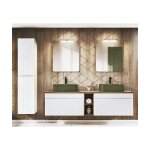 Azura home design - ensemble de salle de bain iconic white - 2 vasques, 1 colonne