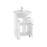 Ensemble de salle de bain : meuble vasque 50 blanc avec robinet et siphon mea