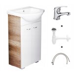 Ensemble de salle de bain : meuble vasque à poser de 50 cm avec robinetterie chromée tim Ensemble de salle de bain : meuble vasque à poser de 50 cm avec robinetterie chromée tim