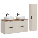 Ensemble de salle de bains noxera 120 cm ? marron congo & wotan ? double vasque + colonne