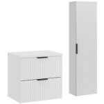 Ensemble de salle de bain noxera 60 cm ? meuble sous vasque suspendu blanc alpin mat avec plan vasque ...