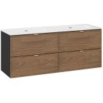 Ensemble de salle de bain savia : meubles sous vasque 120cm + double vasque blanche � encastrer