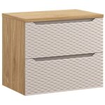 Ensemble de salle de bain yoka beige : meuble sous vasque 70 cm + plan vasque