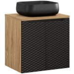 Ensemble de salle de bain yoka noir : meuble sous vasque � placard 60cm + plan pour vasque + vasque � ...