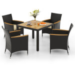 Ensemble de salle � manger de jardin 5 pi�ces pour 4 personnes, salon de jardin en rotin avec trou pour ...