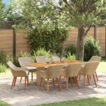 Ensemble de salle � manger pour jardin 9 pcs beige et marron vidaxl