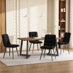 Ensemble de salle � manger, table � manger (117x68x75 cm) avec plateau en mdf noyer et pieds en m�tal ...