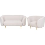 Beliani - ensemble de salon 3 places canapé et fauteuil tissu beige pieds dorés loen Beliani - ensemble de salon 3 places canapé et fauteuil tissu beige pieds dorés loen
