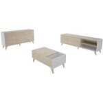 Pegane - ensemble de salon en bois mélaminé avec meuble bas tv + buffet + table basse relevable coloris ... Pegane - ensemble de salon en bois mélaminé avec meuble bas tv + buffet + table basse relevable coloris ...