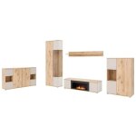 Ensemble salon complet erina ? buffet bas, buffet haut, vitrine, tagre, meuble tv chemine bio - thanol ...