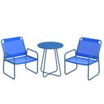 Ensemble salon de jardin 3 pcs 2 fauteuils et table ronde bleu