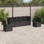Ensemble salon jardin 6 places noir r�sine tress�e avec coussins - canap�s d'ext�rieur modulables en ...