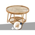 Ensemble salon de jardin boh�me, 2 fauteuils rotin rond + table basse - jardiline