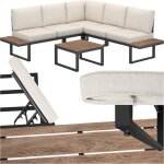 Tectake - ensemble de salon de jardin avec cadre en aluminium laqu poxy surfaces de rangement en aspect ...