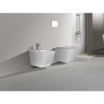 Nala - ensemble de sanitaires suspendus sans bride, ligne carr�e, dimensions r�duites, abattant � fermeture ...