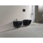 Ensemble de sanitaires suspendus sans bride rimless srie new edge noir mat couvercle soft - close inclus ...