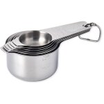 Ensemble de sept tasses � mesurer en acier inoxydable avec cuill�re � mesurer gradu�e pour la cuisson ...