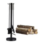 Ensemble serviteur de chemine 4 pices accessoire pelle balai tisonnier, noir - relaxdays