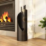 Ensemble serviteur de chemin�e 4 pi�ces avec balai, pelle, tisonnier et support, en m�tal 20 x 20 x 65 ...