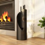 Ikodm ? serviteur de chemin�e 4 pi�ces ? balai, pelle, tisonnier et support en m�tal ? dimensions 20 ...