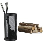 Ensemble serviteur de chemine 5 pices accessoire acier pince pelle balai tisonnier, noir - relaxdays ...