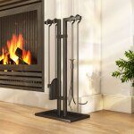 Ensemble serviteur de chemin�e 5 pi�ces, outils de chemin�e, en m�tal, balai, pelle, pince, tisonnier ...