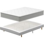 Ensemble sommier et matelas 140x200 cm teeno, lit 2 personnes complet avec sommier tapissier et matelas ...