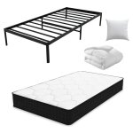 Ensemble sommier et matelas + couette + oreiller - 90x190 cm - lit en m�tal - lit adulte 1 places