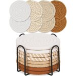 Ensemble de sous - verres ronds boh�mes en coton kaki pour table � manger, coussin isolant �pais, tapis ...