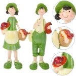 Ensemble de statues en r�sine faites � la main, ornements de jardin pastoraux gar�on et fille, taille ...