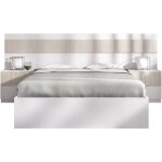 Ensemble structure de lit + tete de lit et 2 tables de nuit avec 2 tiroirs - bianca - 160 x 200 cm - ...