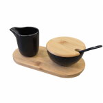 Ensemble sucrier et cr�mier en c�ramique sur socle en bambou brunbeste bb - 4503