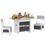 Ensemble table et 2 chaises enfant - aiyaplay - 6 tiroirs amovibles - pour fille gar�on 3 - 8 ans - mdf ...