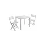 Progarden - ensemble de table et 2 chaises qui peuvent tre fermes en rsine blanche avec effet  lattes ...