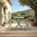 M&s - ensemble table + 2 chaises de jardin en m�tal vert - baca