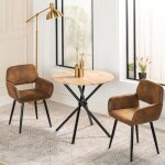 Urban meuble ? ensemble table et 2 chaises salle � manger 80x80cm ? mdf effet bois fonc� ? chaises rembourr�es ...