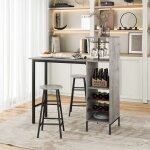Relax4life - ensemble table avec 2 tabourets, table  manger avec porte - bouteille et porte - verre, ...