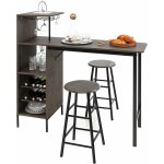 Relax4life - ensemble table avec 2 tabourets, table  manger avec porte - bouteille et porte - verre, ...