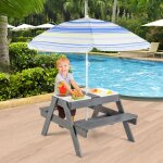 Ensemble de table et bancs de pique - nique pour enfants table d'activit�s 4 en 1 pour sable et eau avec ...