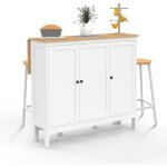 Ensemble table de bar ilot achille et 2 tabourets bois blanc plateau fa�on h�tre