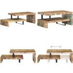 Ensemble de table basse 2 pcs bois de rcupration massif - table basse - table d'appoint - meubles vintage ...