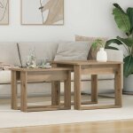 Ensemble de tables basses 2 pcs ch�ne artisanal