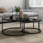 Ensemble de tables basses montreal, noir, 77x77cm 2 pi�ces, vicco