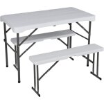 Ensemble de table de bi�re 3 pi�ces pliante de bi�re avec 2 bancs, ensemble de table de camping en plastique, ...