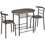 Ensemble table bistrot 1 table 2 chaises 80x53x74. 5cm noir compact moderne