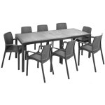 Dmora ? ensemble table et chaises extensible 10 places ? structure en polypropyl�ne ? table rectangulaire ...