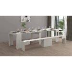 Ensemble table et chaises crispin, composition polyvalente, ensemble avec console et 1 banc extensible, ... Ensemble table et chaises crispin, composition polyvalente, ensemble avec console et 1 banc extensible, ...