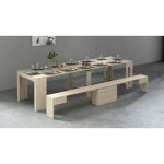 Ensemble table et chaises crispin, composition polyvalente, ensemble avec console et 1 banc extensible, ... Ensemble table et chaises crispin, composition polyvalente, ensemble avec console et 1 banc extensible, ...